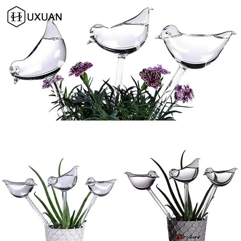 5/10pcs Automatic Flower Watering Device Plant Waterer Self Watering Globes Bird Shape Hand Blown ClearPlastic Aqua Bulbs