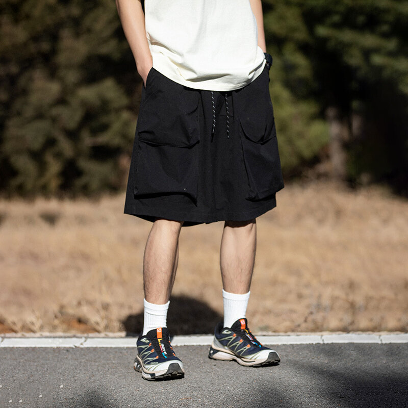 TFETTERS celana pendek kargo saku Solid untuk pria 2024 musim panas baru celana pendek kasual longgar Jepang Pria Pakaian gerak Hip Hop pria