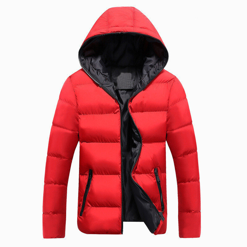Men's Winter Thick Velvet Windproof Down Coat High Quality Warm Hooded Jacket