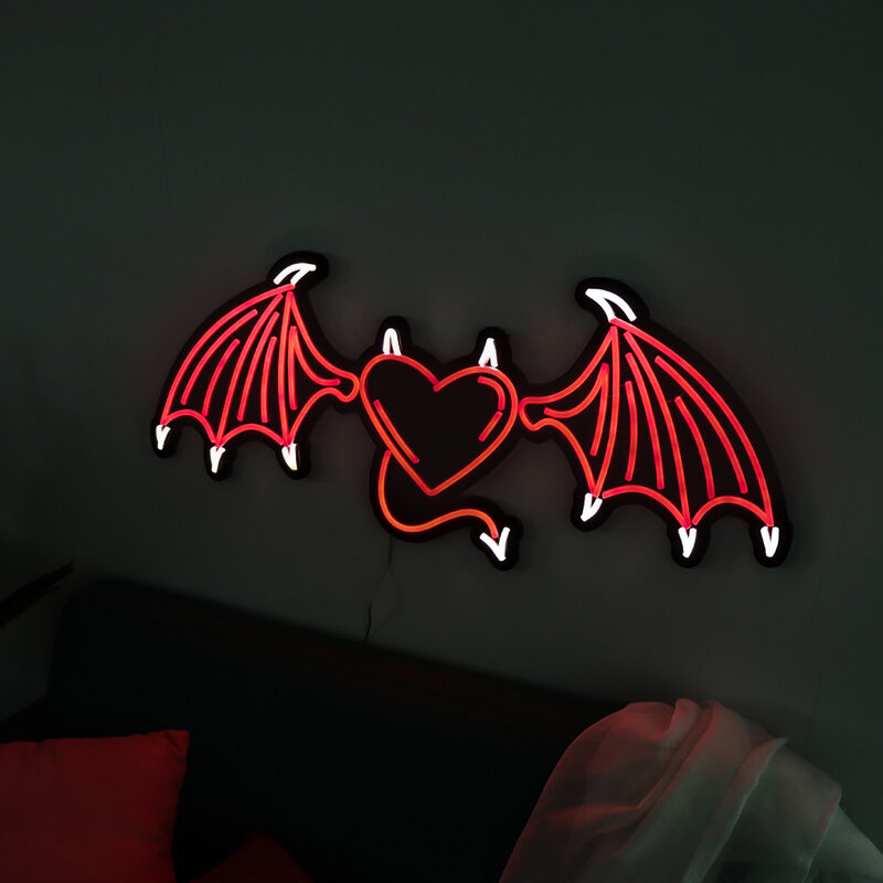 red bat neon with black acrylic backboard, led neon sign,beautiful led neon sign,flexible neon
