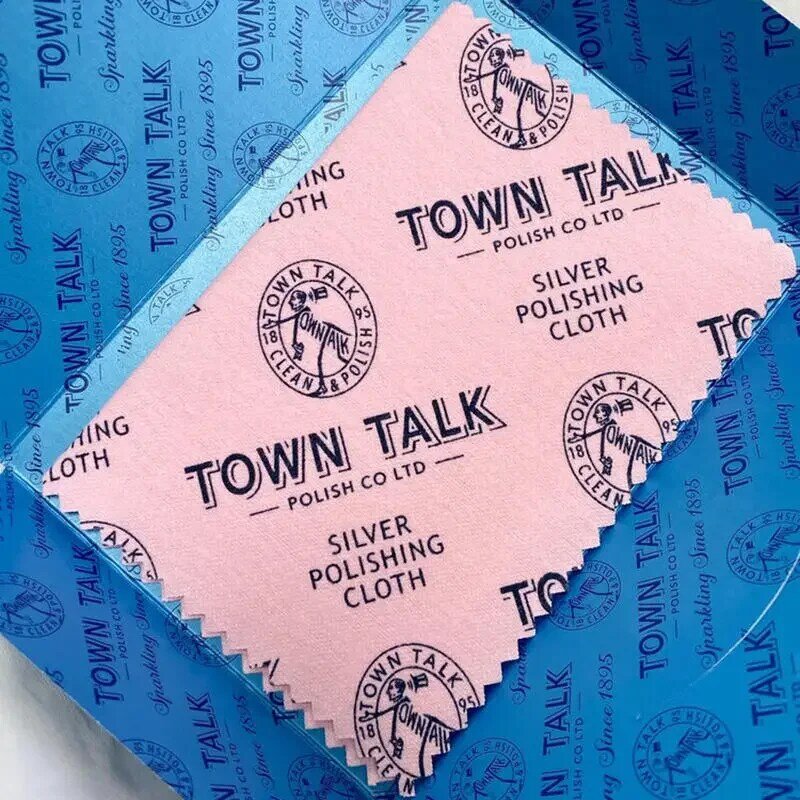Paño de pulido de plata antideslustre Original Town Talk, 5x7 ", 12x18", herramientas de limpieza de joyas de ley