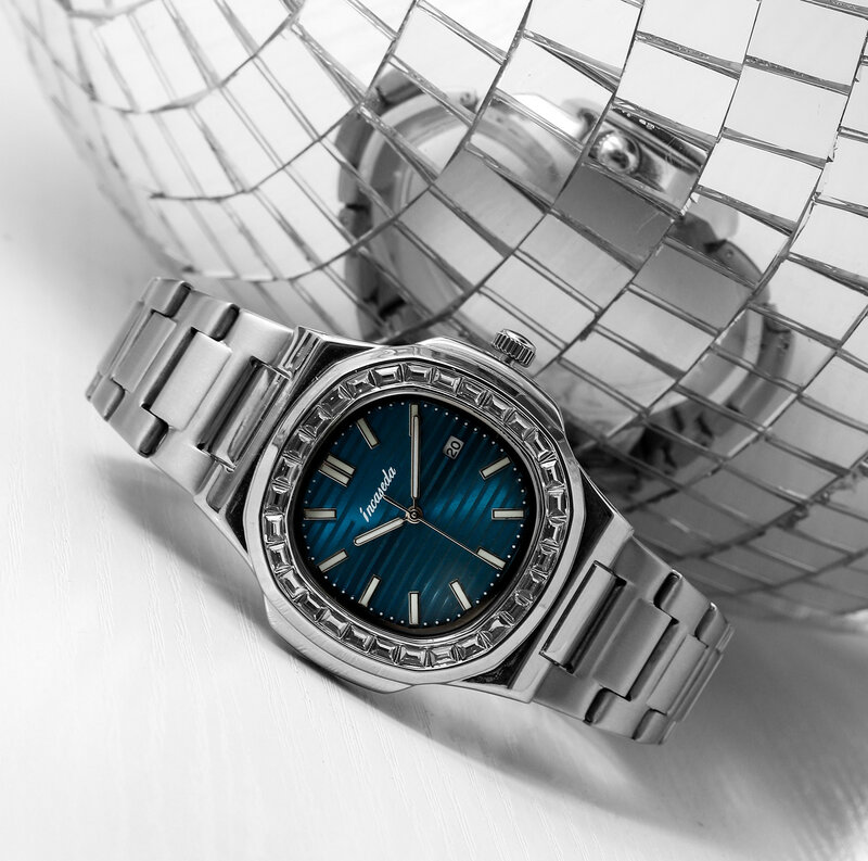 INCASEDA 럭셔리 남성 시계, 하이 퀄리티 방수 야광 다이아몬드 쿼츠 시계, 비즈니스 브랜드, 신제품