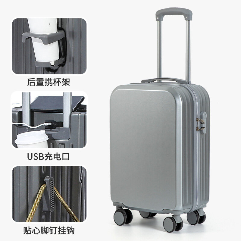 PLUENLI-portavasos de equipaje, maleta con contraseña de rueda Universal silenciosa, duradera y fuerte