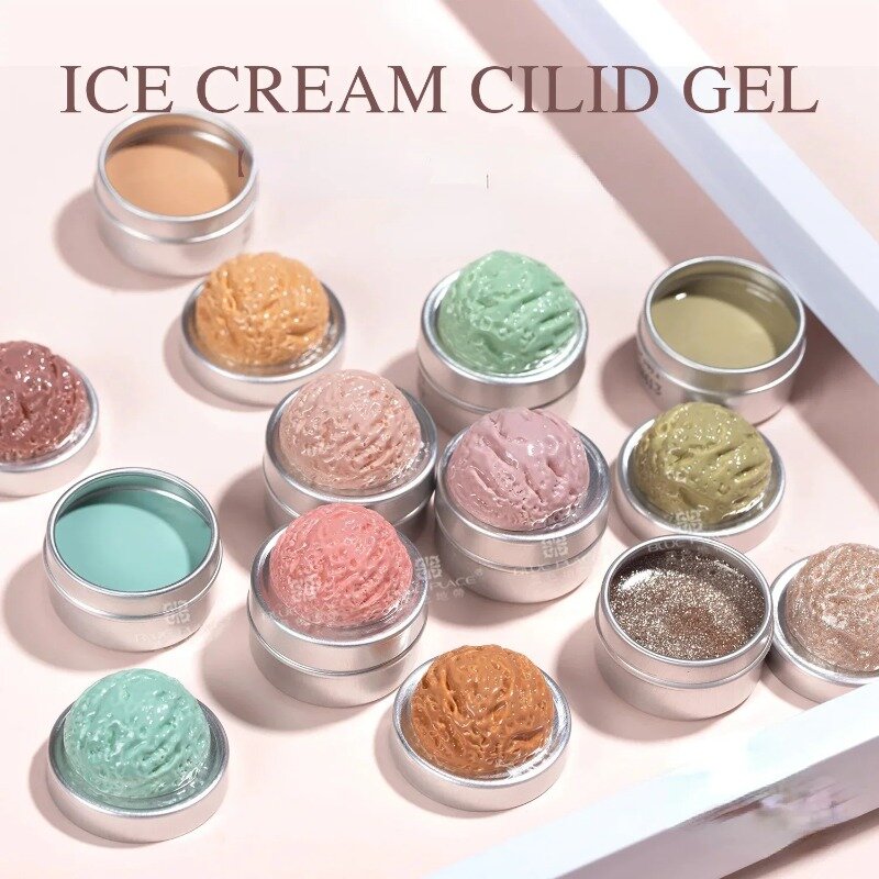 64 Color Nail Gel Solid Nail Polish Glue Ice Cream Texture Nail Glue Pat-glue Blend Gradient Paint Filling Glue Art Tools