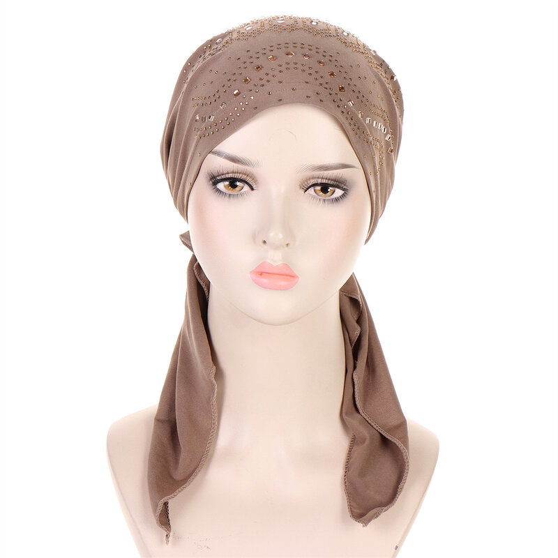Gorro de turbante musulmán para mujer, bufanda elástica para la cabeza, Hijabs internos para quimioterapia, Foulard femenino