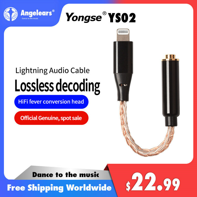 Yongse YS02 Adapter Cable Light-ning to 3.5/2.5/4.4 Adapter With Mic/Support Line Control, Voice Call Function