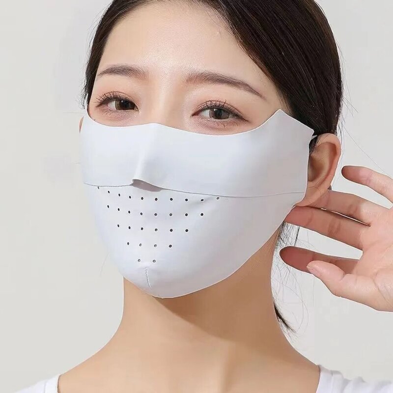 Mascarilla facial Anti-UV de seda de hielo de secado rápido, máscara de conducción de verano, protector solar, protección facial de seda de hielo