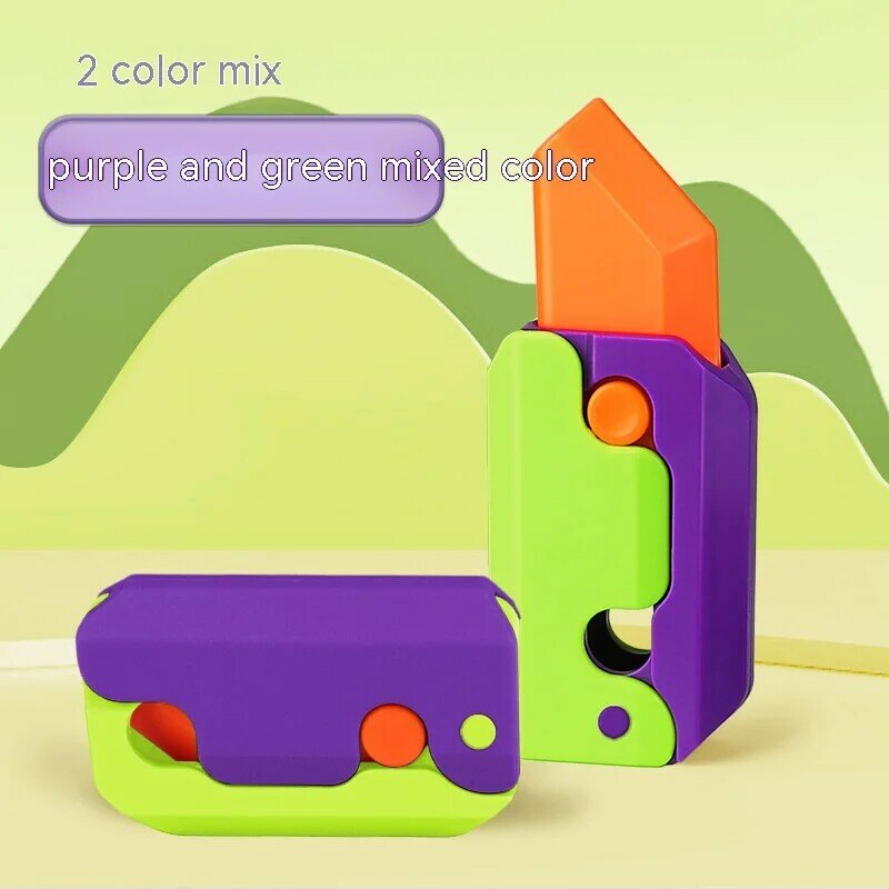 Dobrável 3D Cenoura Rabanete Faca, Gravidade Fidget Brinquedos, Push Card, Brinquedo Pequeno, Descompactado, Plástico, Impressão