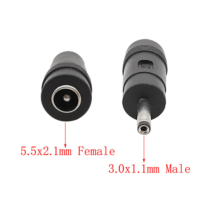 Dc 5.5x2.1mm fêmea a 3.0x1.1mm macho dc fonte de alimentação adaptador conector jack conversor para portátil de carregamento