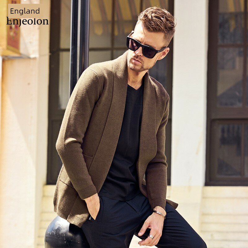 영국 스타일 캐주얼 가디건 재킷, 한국 버전 아우터, 멋진 트렌디 스웨터, 가을 남성 의류