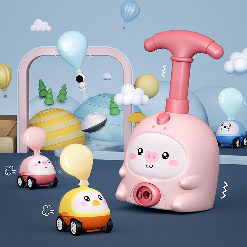 Mainan peluncur balon anak-anak mainan pendidikan inersia daya udara balon Menara mobil mainan sains untuk anak-anak hadiah Tahun Baru