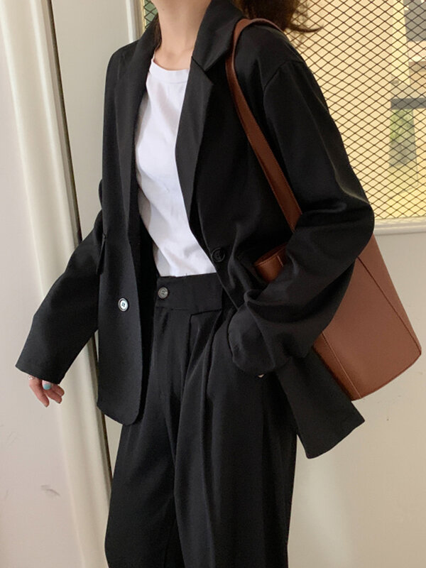 Женский Повседневный блейзер с карманами, однотонный облегающий жакет с длинным рукавом, жакет для работы, весна-осень
