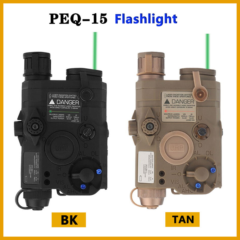 PEQ-15 Original con luz de arma de simulación, iluminador infrarrojo, láser infrarrojo y láser visible, tres modos