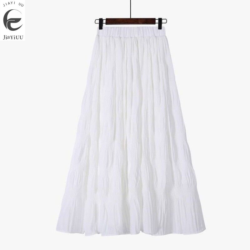 2024 New Summer French Pleated Skirt Half Length Skirt Women's High Waist Texture Skirt Small A-line Mid Length Skirt