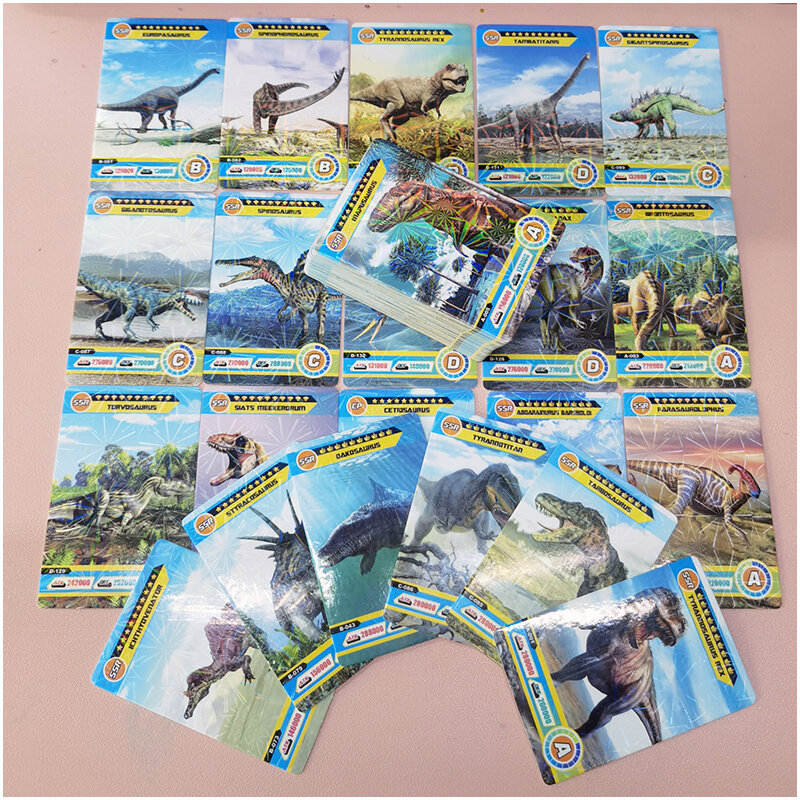 Juego de cartas de colección de dinosaurios, tarjetas de animales, juguetes de aprendizaje para la familia, tarjetas de colección para niños, juguetes para niños