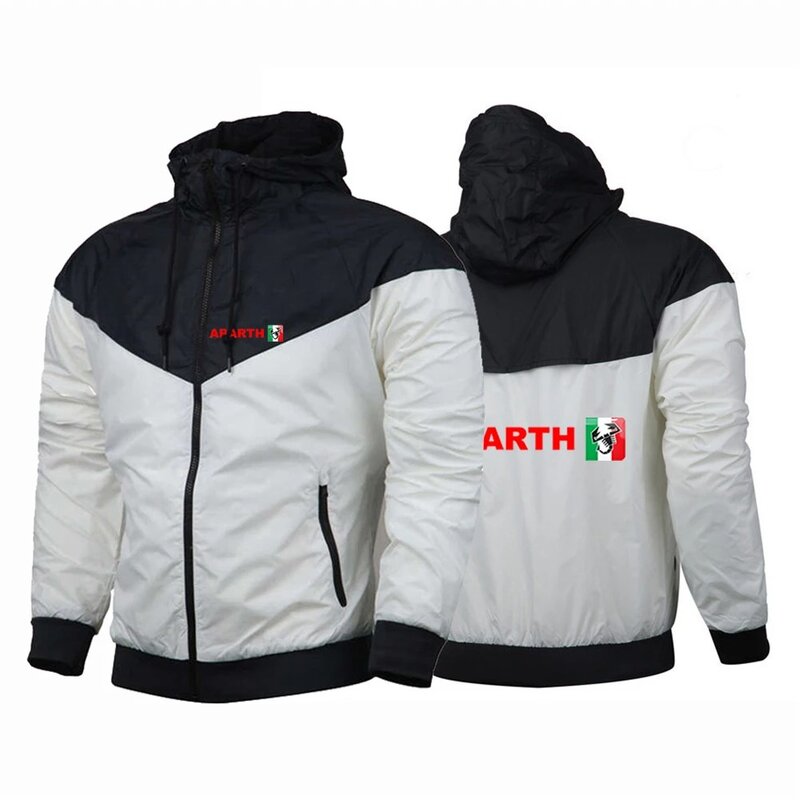 2024 New Men Abarth Spring and Autumn Printing Hot Sale Five-Color Hooded Color Matching Windbreaker Fashion Coats