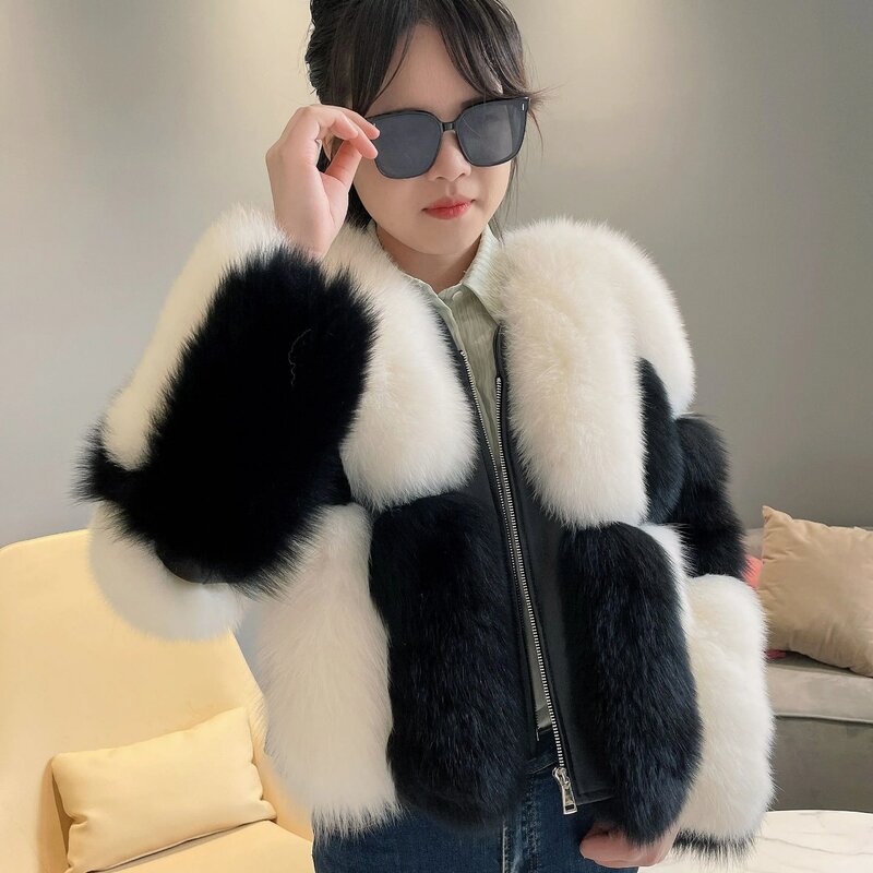 2023 Women Real Fur Coat Autumn Winter High Quality Fluffy Short Coat Fox Fur Jacket Oversize Coat