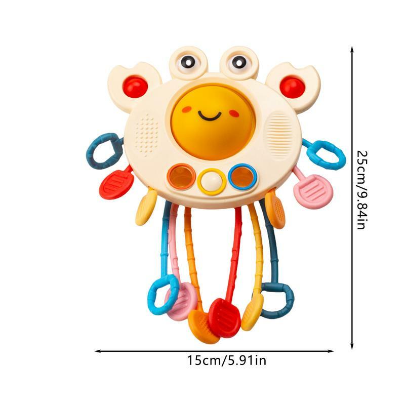 Mainan tali tarik silikon tumbuh gigi, mainan edukasi pengembangan sensorik pengembangan gigi