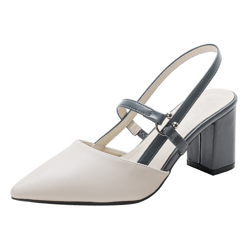 Zapatos de tacón alto para mujer, sandalias a la moda con punta estrecha, zapatillas de tacón grueso, zapatos de vestir bonitos, 2024