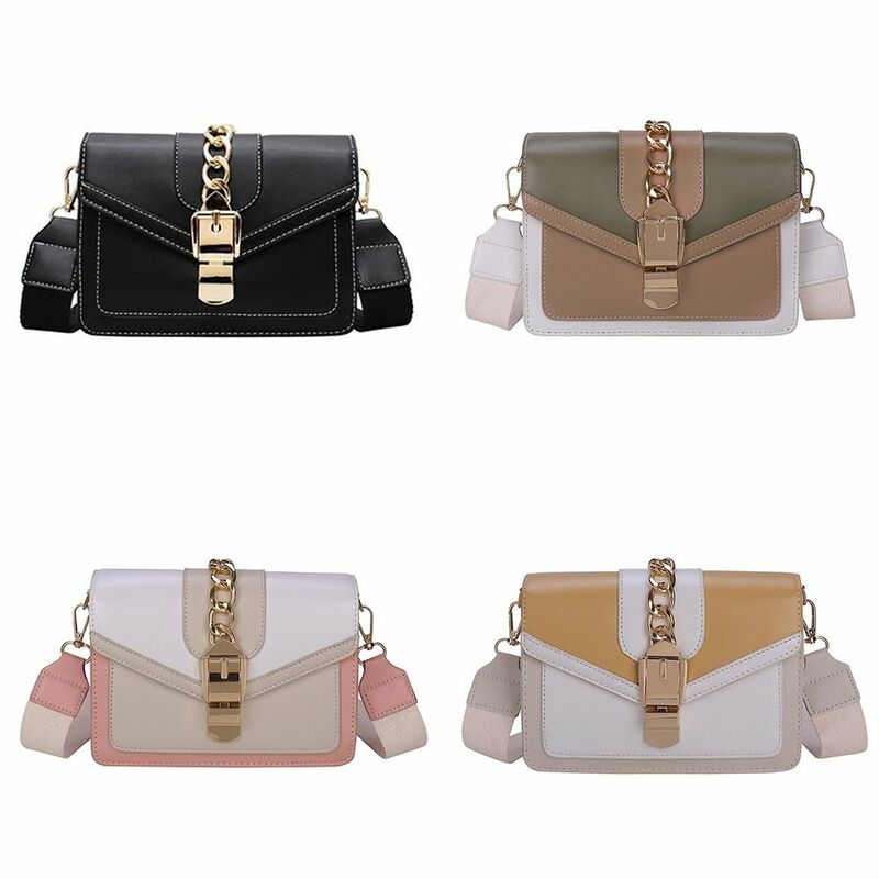 PU Leather Shoulder Bag New Splice Large Capacity Makeup Bag Comfort Surface Crossbody Bag for Girls