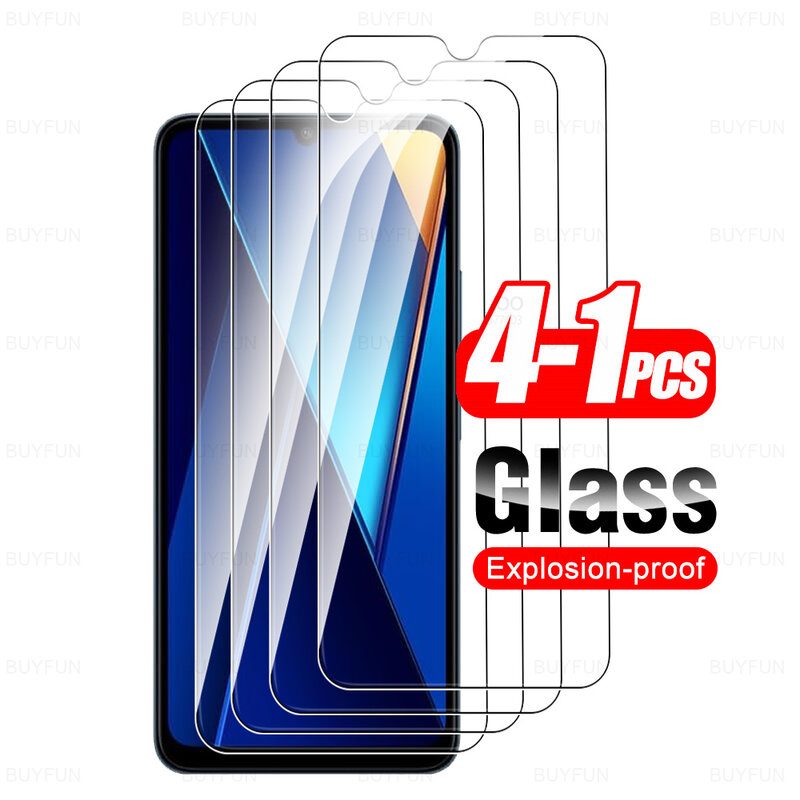 Pelindung layar kaca Tempered, penutup pelindung layar untuk Xiaomi Poco C65 Glass 1-4buah Pofo Poxo kecil C 65 65C PocoC65 4G 2023 6.74 inci