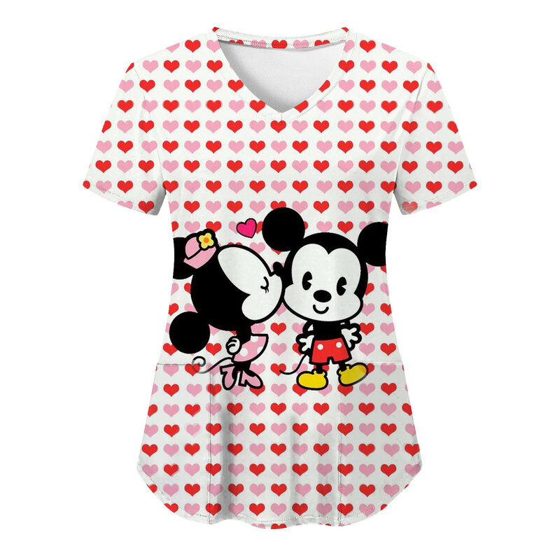 Disney-uniforme de enfermería Traf para mujer, ropa con bolsillo, camiseta de Traf, vestidos de coqueta, Tops Y2k, 2024
