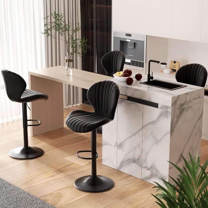 Bar Stools Set of 2 Modern Swivel Bar Chairs, Barstools Counter Height with High Backrest, Easy 3-5 Minute Assembly