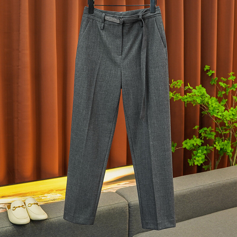 GGHK-Pantalones largos de cintura alta para mujer, Pantalones rectos finos, versión coreana, moda informal, Otoño, nuevo
