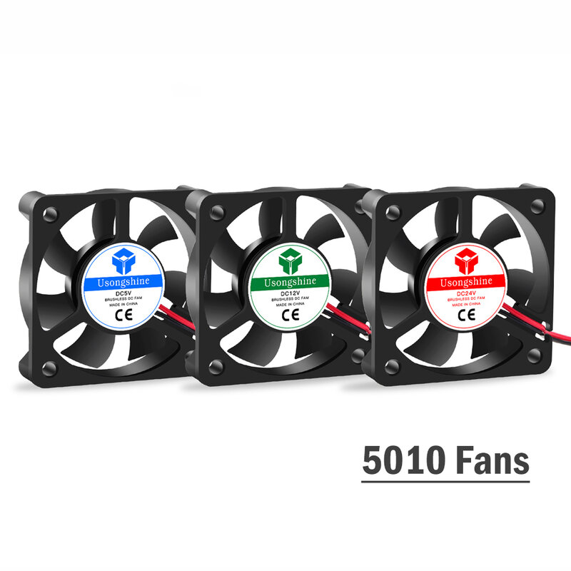 5015/4010/4020 12V & 24V Cooling Turbo Fan Borstelloze 3D Printer Onderdelen 2Pin Voor Extruder DC Cooler Blower Deel Zwart Plastic Fans