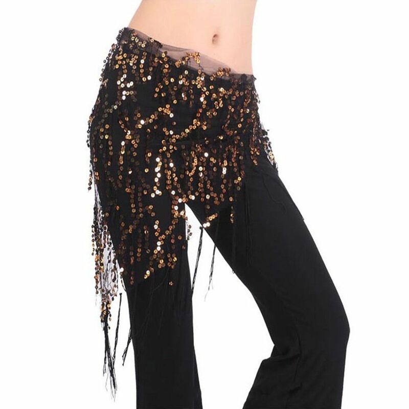 Shiny Belly Dance Skirt Sequins Tassel Triangle Towel Sexy Belly Dance Hip Scarf for Women Thailand/India/Arab Dance Costumes