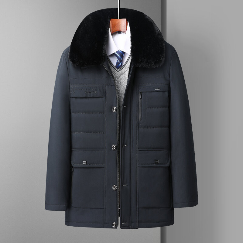 5XL 2024 zima utrzymać ciepło luźna, bawełniana płaszcz ojca pogrubiona Parka w stylu Casual, sztruksowa odzież wierzchnia długa męska kurtka markowa odzież