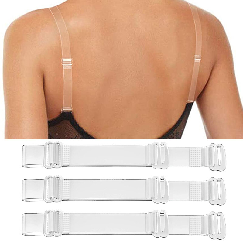 5Pair = 10Pcs cinturini per reggiseno con fibbia in plastica cintura da donna in Silicone trasparente elastico regolabile invisibile accessori da donna