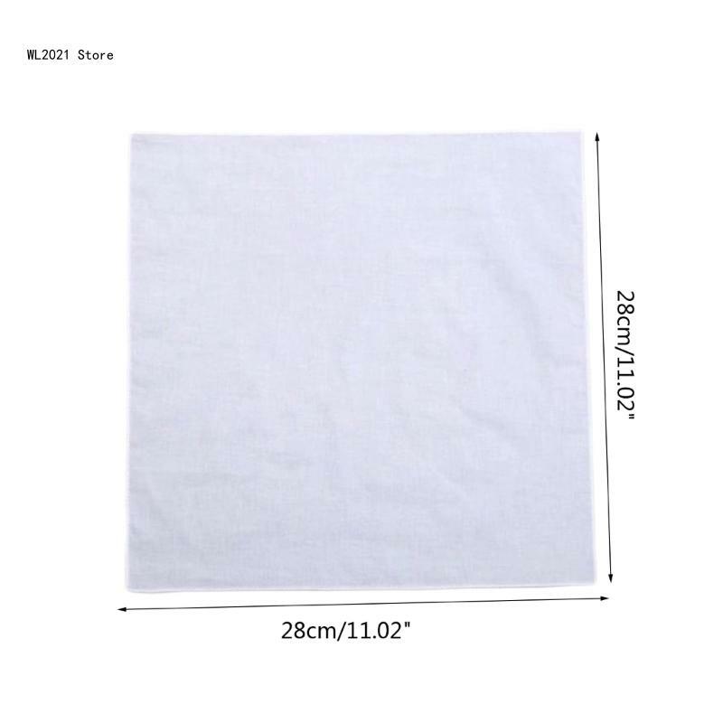 Mouchoirs en coton pour hommes femmes, 28x28cm, Hankies blancs unis, serviette carrée poche, peinture à main, mouchoirs