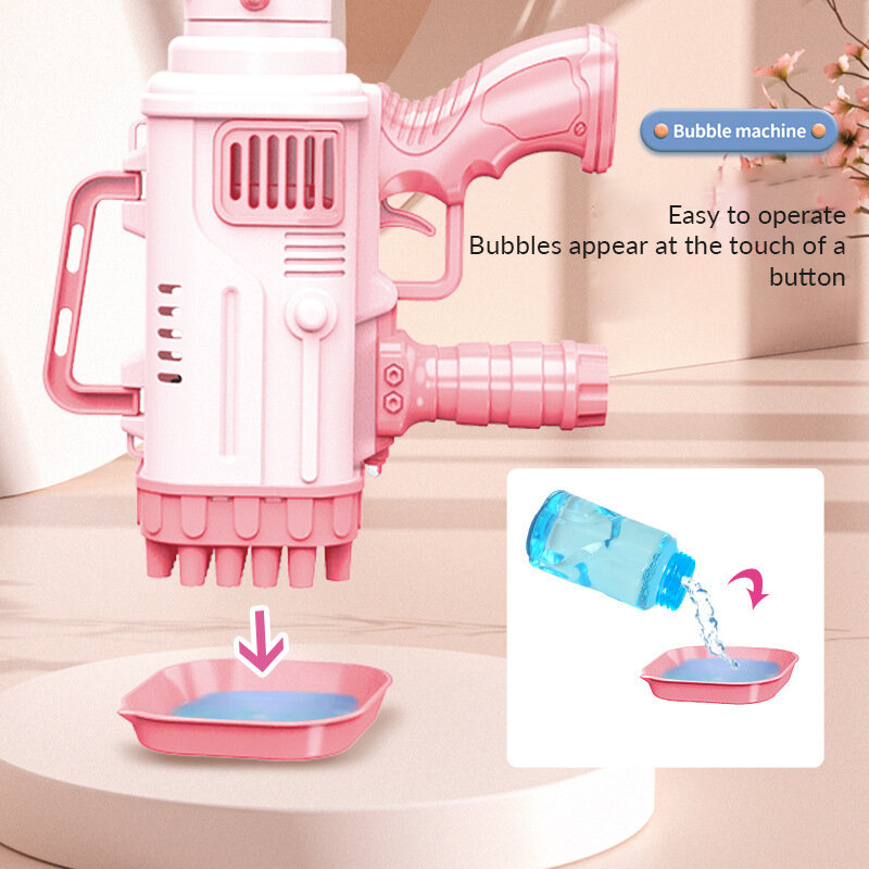 32 ​​Отверстия Мыльные пузыри Пулемет Форма Автоматическая воздуходувка со световыми игрушками для детей Пузырьковая машина Дети Подарок
