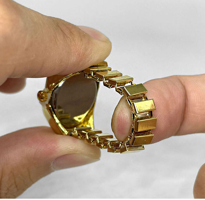 Relógio de quartzo mini pequeno banda elástica liga relógios feminino anéis jóias relógio vintag flor feminino quartzo rosa anel de relógio
