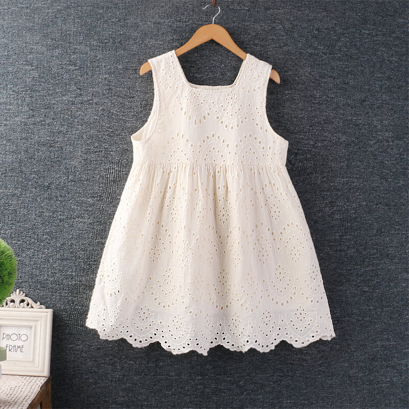 Summer Sweet Solid Color Embroidered Top Women Casual Sleeveless Tops Z7339
