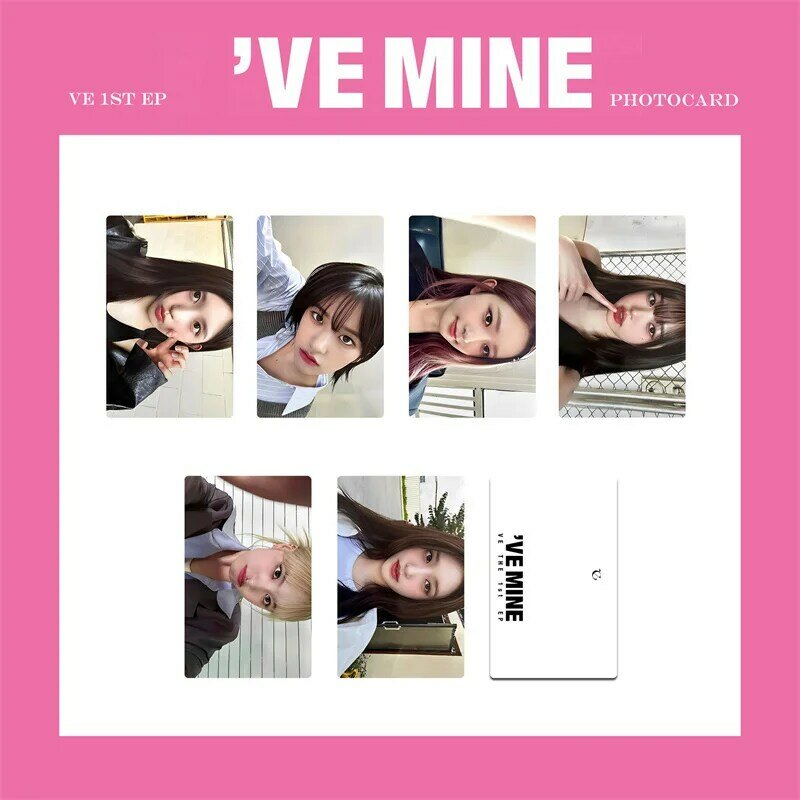 KPOP IVE 1st EP I'VE MINE Album LOMO Card Eleven Girls Group Wonyoung Glasses Round LIZ Rei Leeseo Yujin Postcard Photo Card 6PC