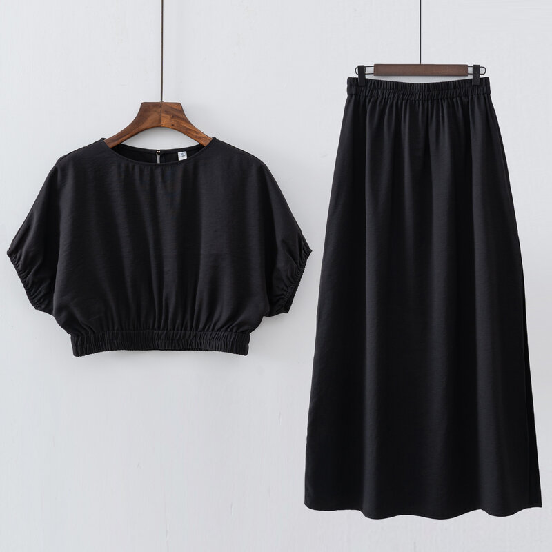 Ensemble de vêtements deux pièces pour femmes, haut et chemise, blanc et noir, mode estivale, 2024