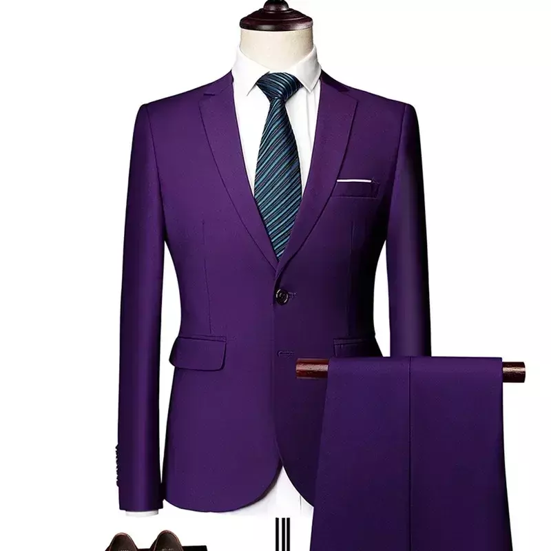 Conjunto de 2 piezas para hombre, traje informal de negocios, chaqueta, abrigo, pantalones, M-6XL
