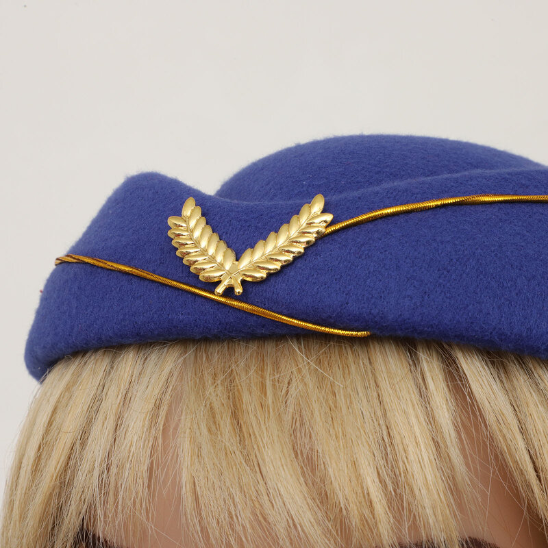 Halloween Beret Air Stewardess Cap Gold Spikes Decorations Bowler Hat for Orchestra Honor Guard Receptionist Cosplay Party