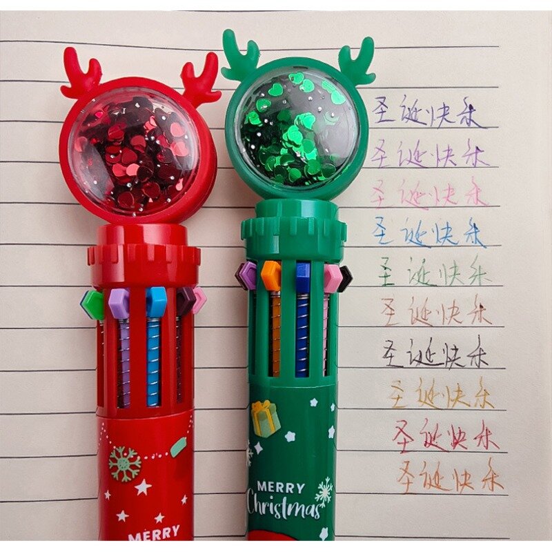 漫画サンタクレウス、クリスマスツリー鹿、文房具ライティングツール、学校用品、メリークリスマスギフト、0.5mmのカラフルなボールペン