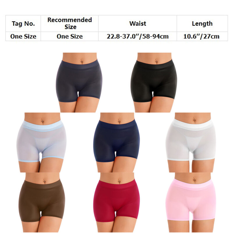Women Semi See-through Shorts Hotpants Glossy Mesh Sheer Workout Fitness Short Pants Panties Rave Party Booty Shorts Clubwear