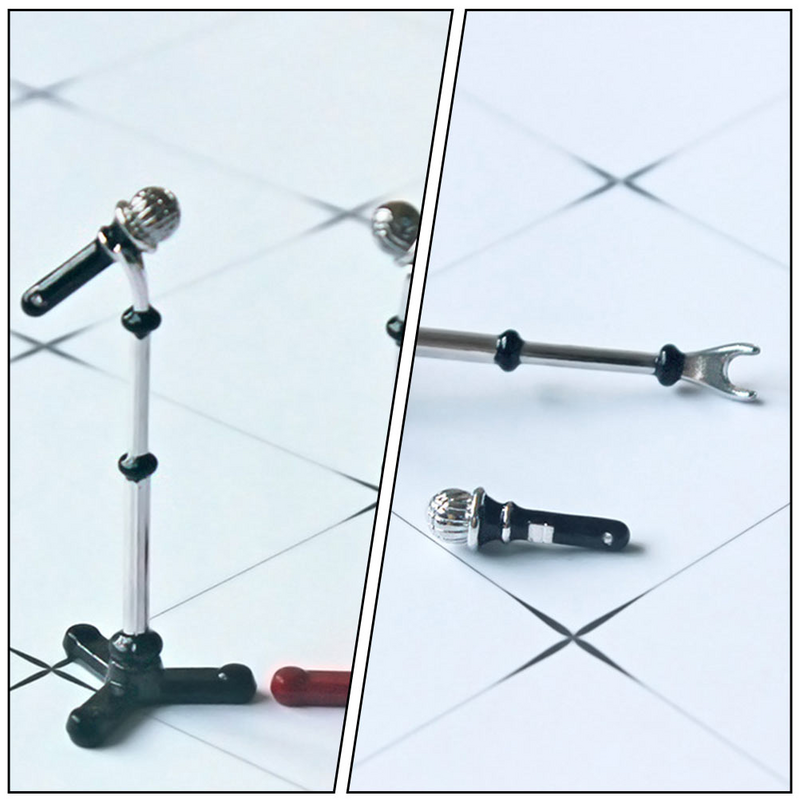 2 zestawy symulowany mikrofon Model Mini dekoracje zabawka miniaturowe materiały do domu zabawki dla niemowląt