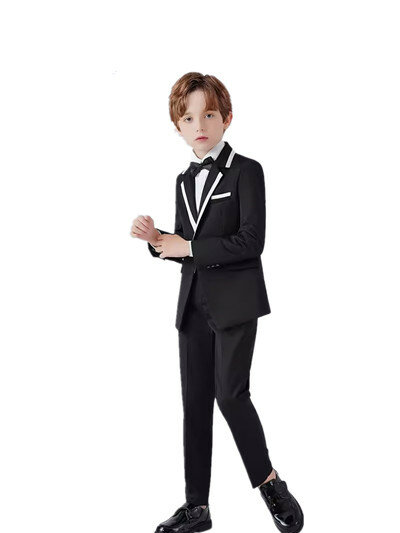 Kids Formal Suits Silm Fit Dresswear Flower Boys Plaid Photography Suit Children Birthday Wedding Piano Performance Costume
