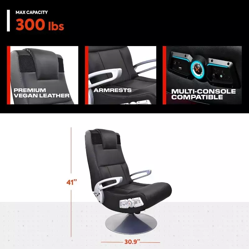 Игровой стул с подлокотником X Rocker, подходит для всех основных игровых консолей, мобильных телефонов, телевизоров, ПК, смарт-устройств с подлокотником, Bluetooth-аудио