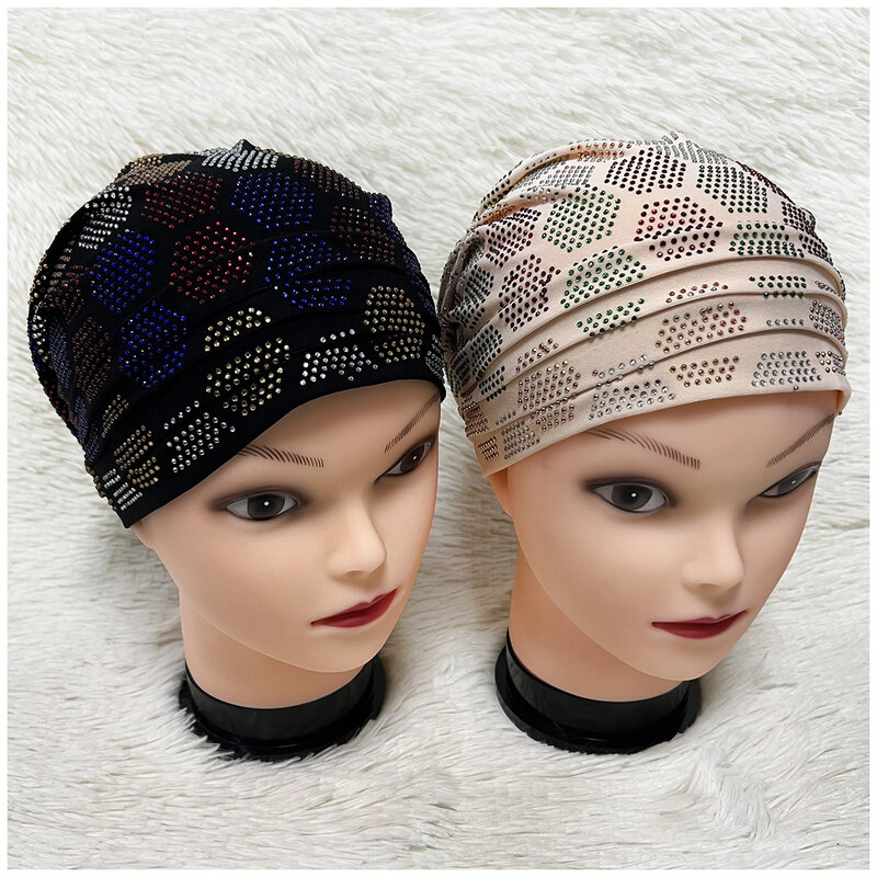 Damska czapka z koralikami do Indii szaliki na kapelusze chusta na głowę opaska dziewczęce akcesoria do włosów damska wygodna czapka z turbanem