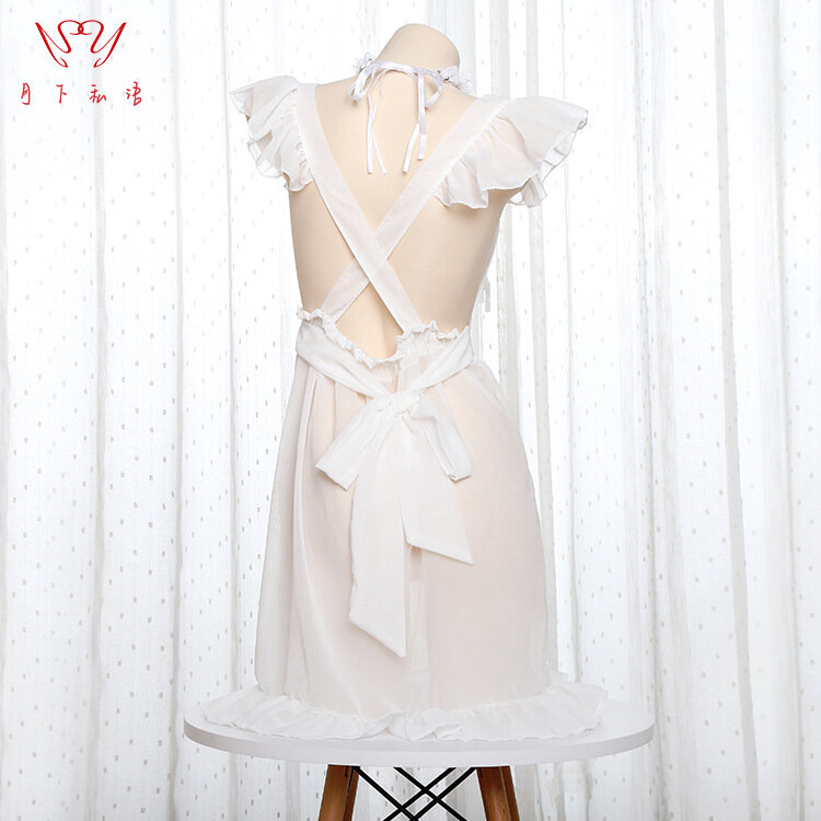 Lace Maid Hollow Out Loving Heart Costume Perspective Dress Women Girls Cosplay Costume Sexy Skirt Show Suit