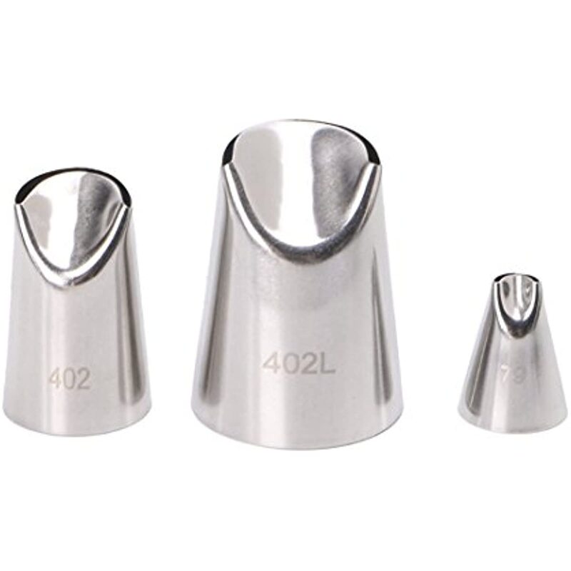 Premium Stainless Steel Piping Nozzles Kit with 3 Different Tips for Cookies Cupcake and Cake Decorating