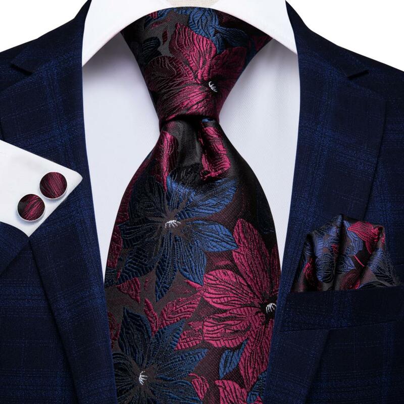Hi-Tie-Corbata azul pavo real para hombre, corbata de seda con diseño novedoso para boda, conjunto de gemelos de pañuelo para hombre, conjunto de corbata para fiesta de negocios, envío directo