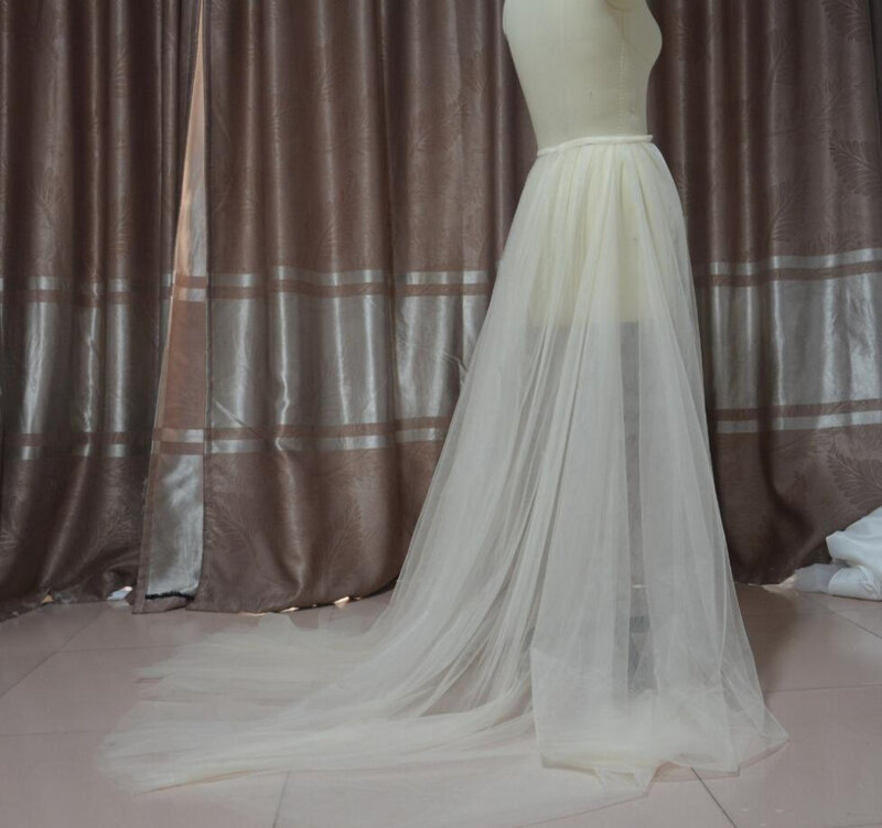 Двухслойная фатиновая Съемная юбка со шлейфом, свадебная юбка из фатина, свадебное платье со съемным шлейфом, бальное платье со съемным шлейфом